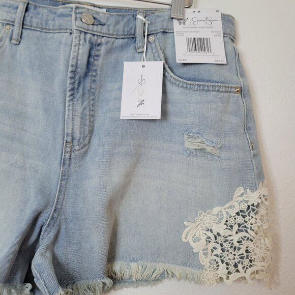 Jessica Simpson Size 10 Shorts Women's Beloved High Waist Light Wash Frayed Hem - Picture 10 of 13